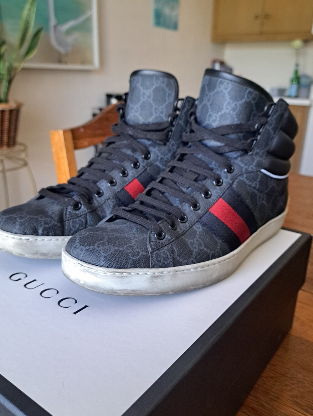 Gucci Ace High Top Sneakers (Authentic)